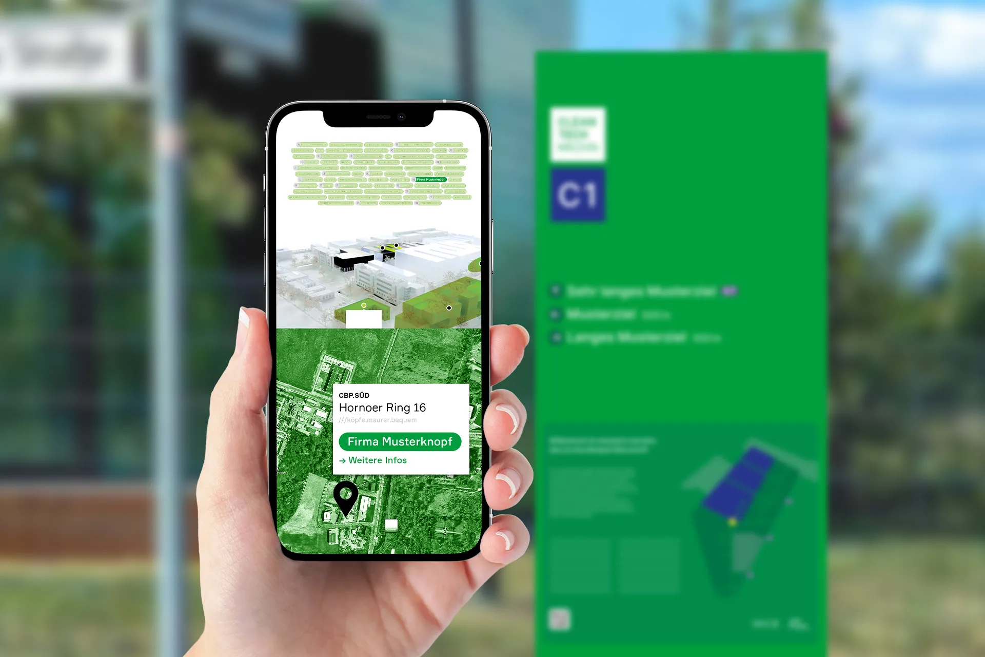 Infostele des Leitsystems Cleantech Business Park Berlin