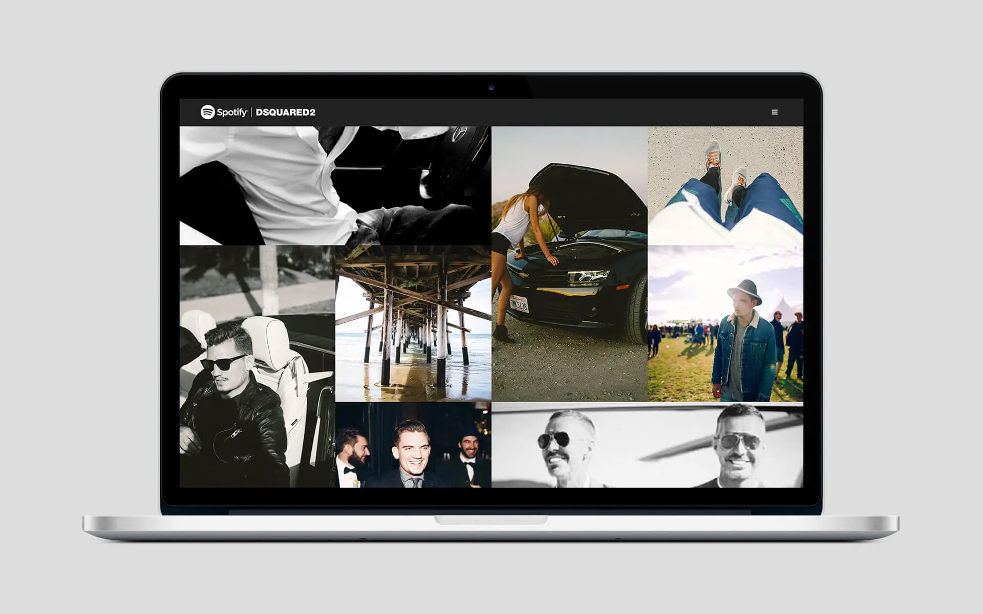 Webdesign für Dsquared2 und Spotify Kampagne »Fashion meets music« © Diemer & Schweig Designstudio