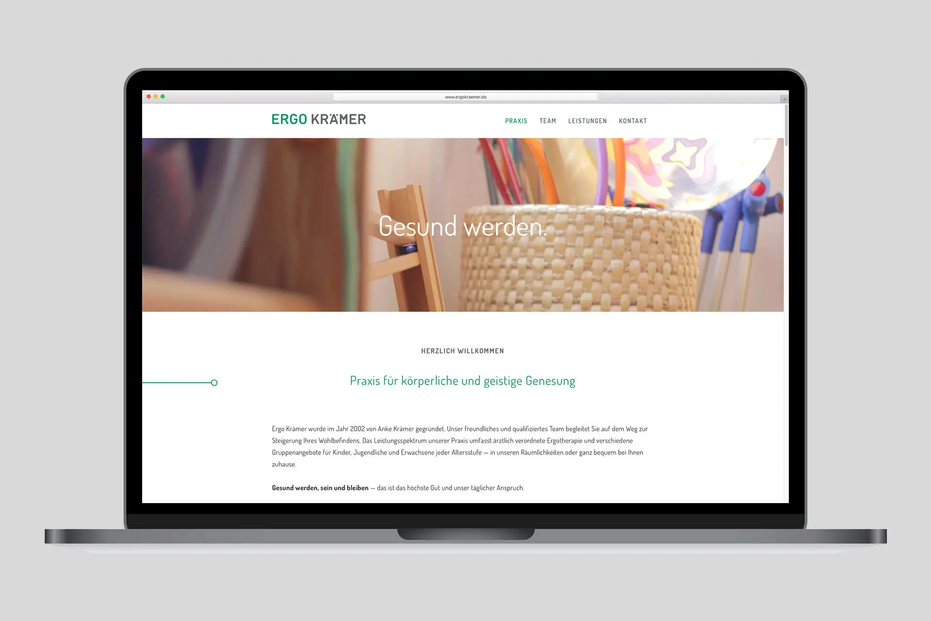 Webdesign einer Landingpage für eine Ergotherapeutische Praxis © Diemer & Schweig Designstudio