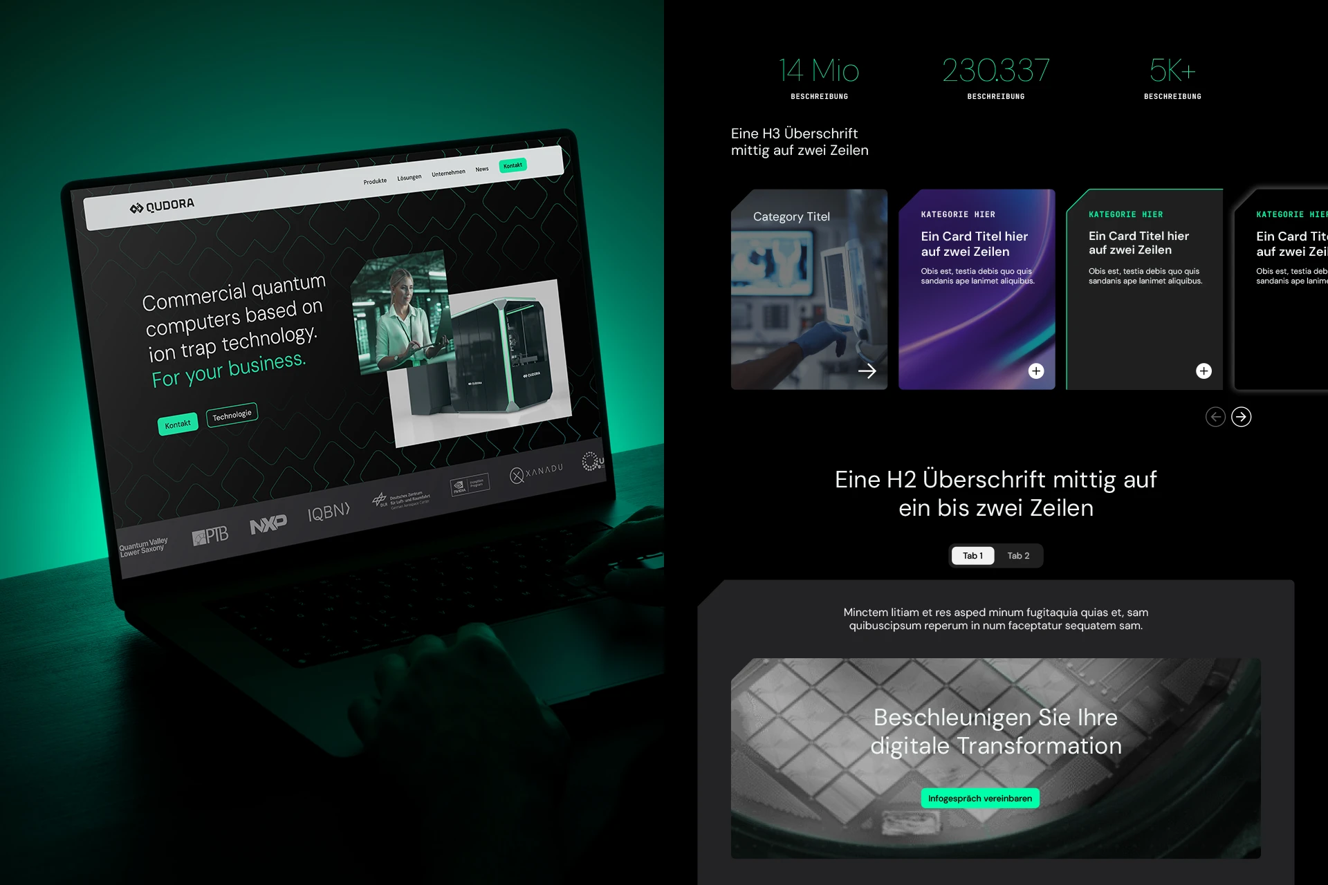 Webdesign und UI/UX Design für QUDORA
