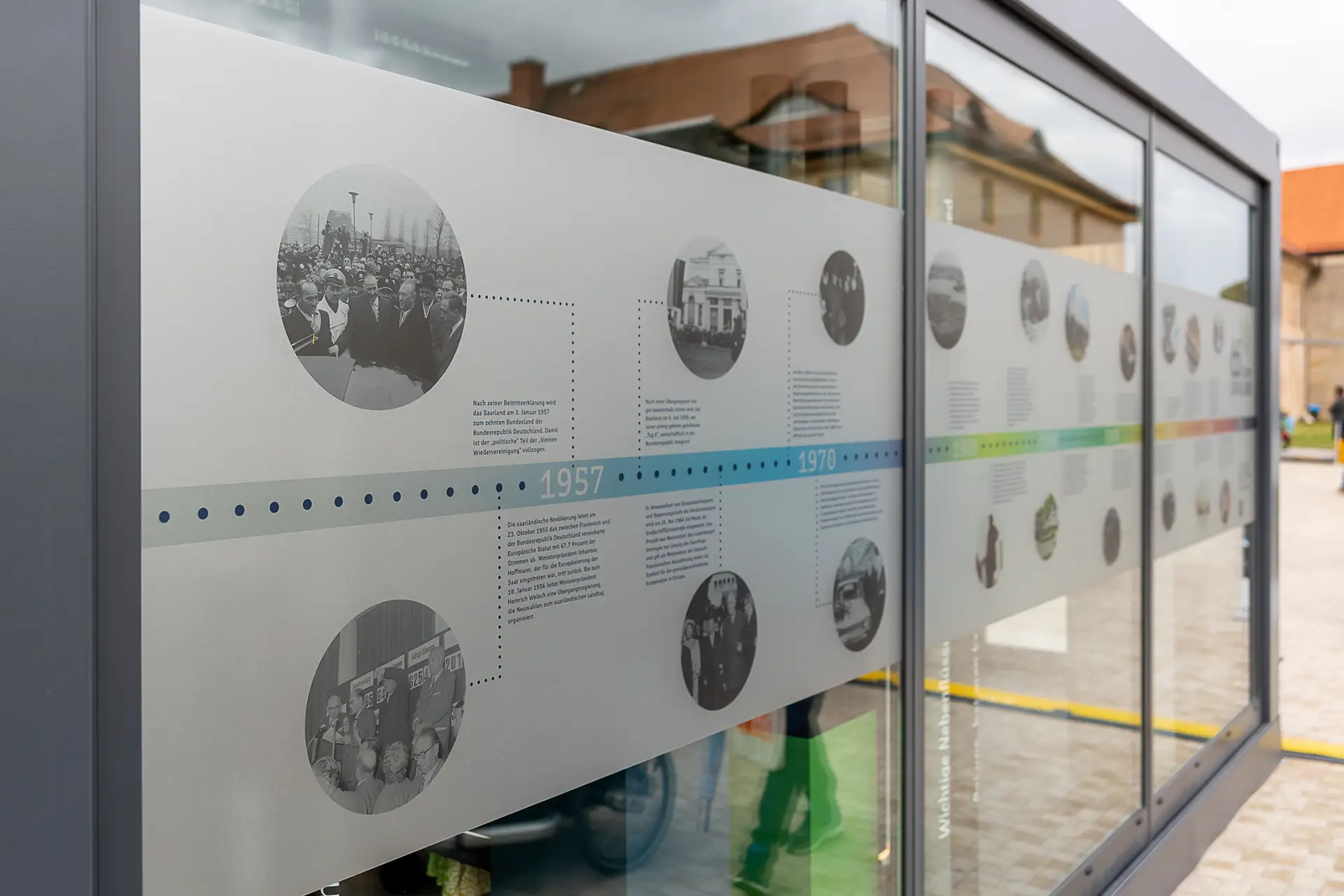 diemerschweig_tde22_10 Zeitstrahl Design Ausstellungswand Saarland Cube