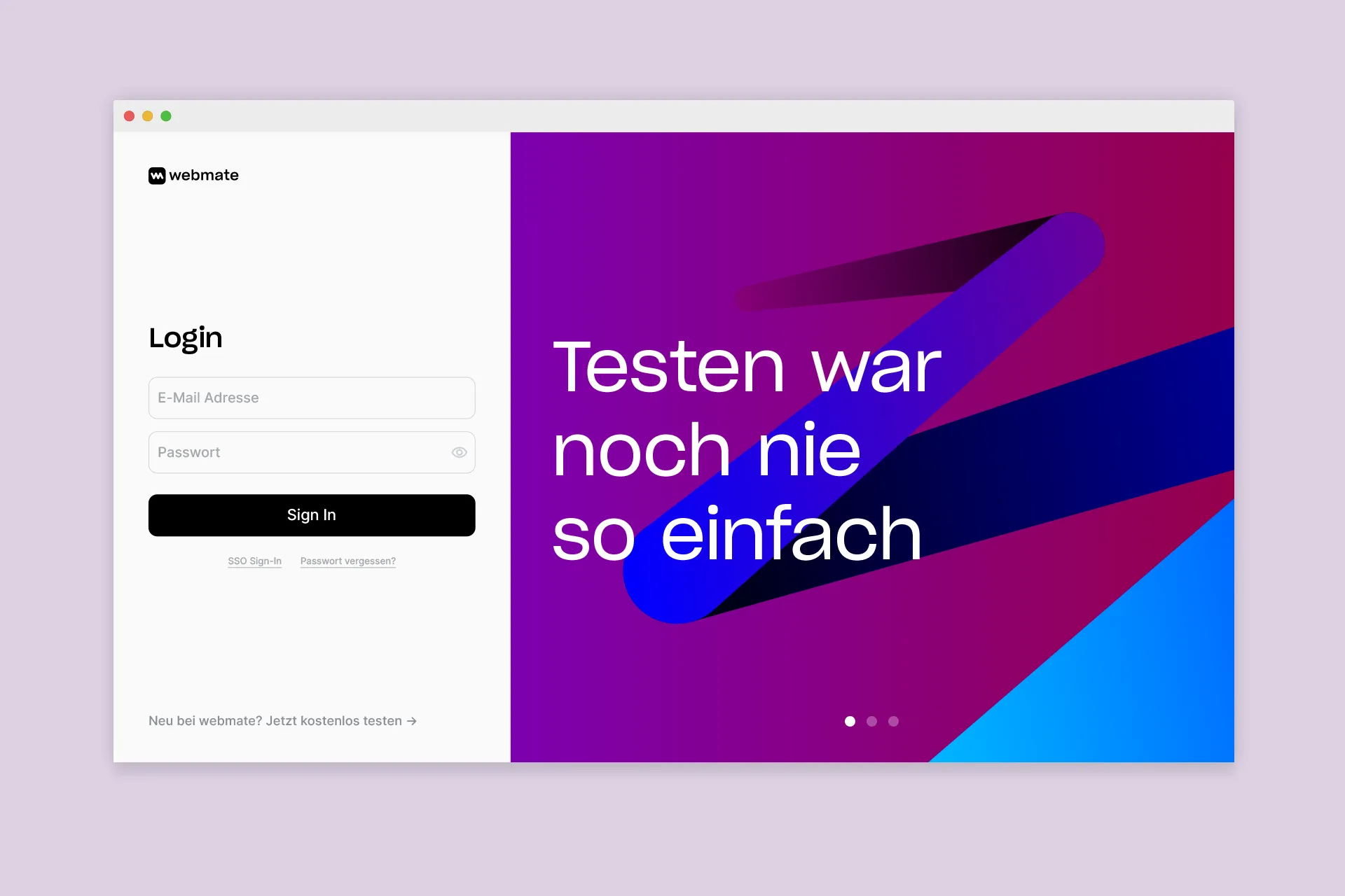 User Interface Design und Visual Design für Login Screen © Diemer & Schweig Designstudio