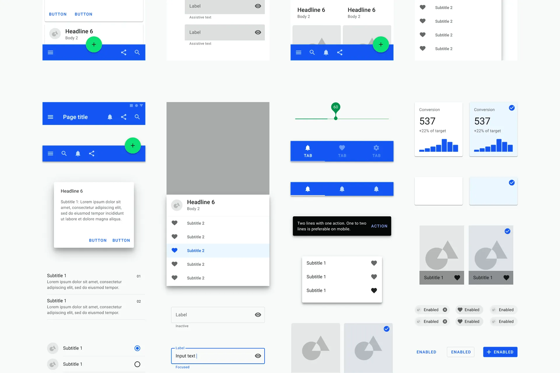 User Interface Design Beispiel mit UI Elementen wie Menü, Tabs, Buttons, Tags, Formularen, Listen © Diemer & Schweig Designstudio