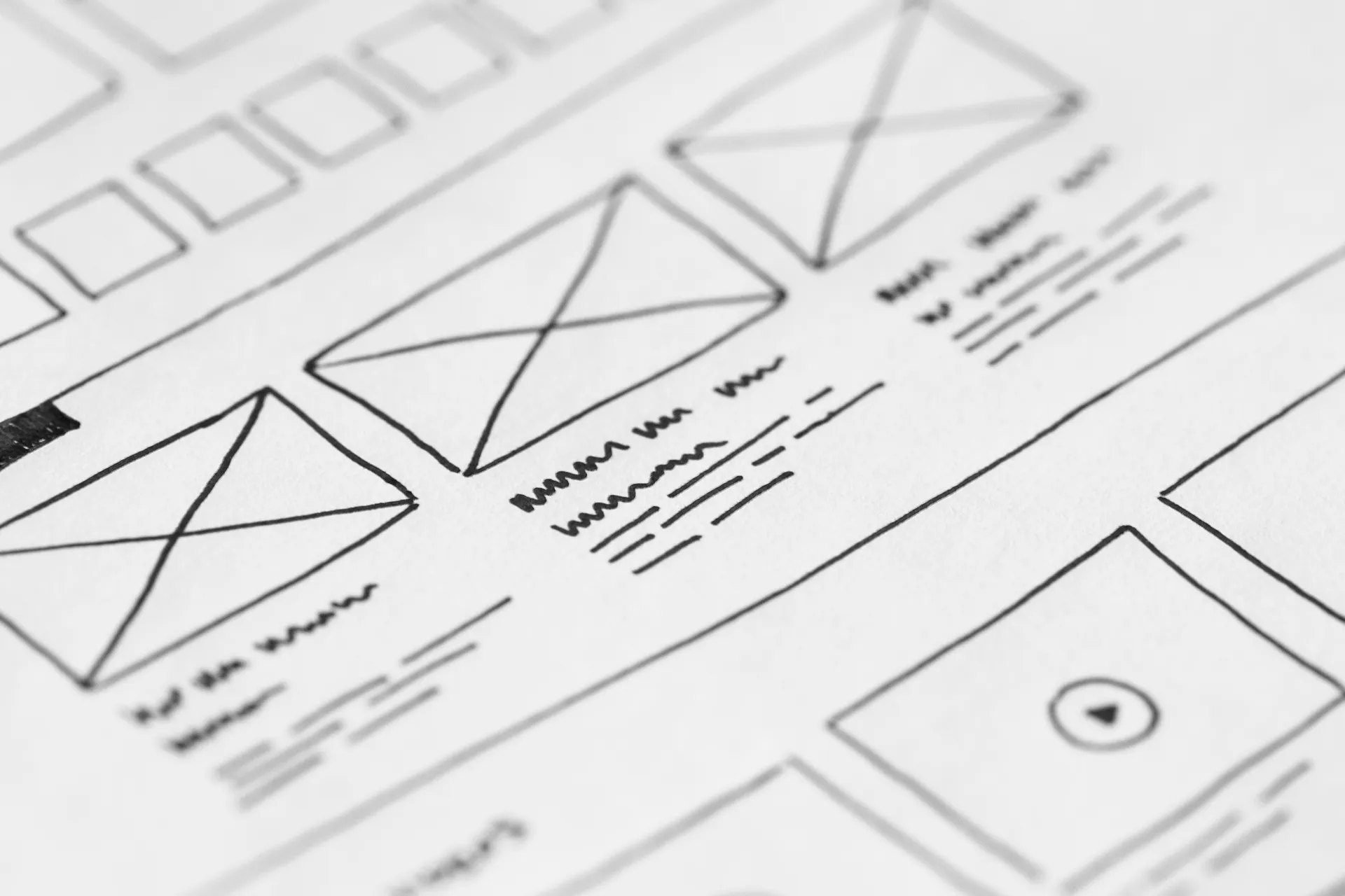 UX Design Informationsarchitektur Wireframe Scribble für eine Website © Diemer & Schweig Designstudio